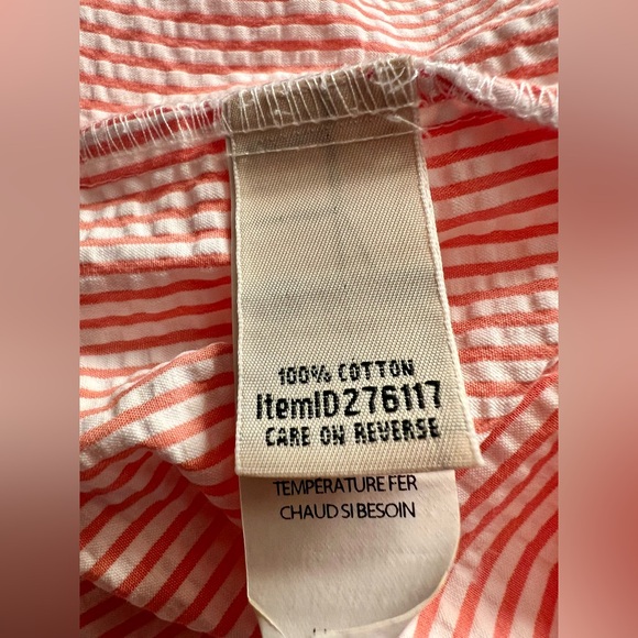 L.L. Bean Pink Seersucker Button Down Shirt - Picture 6 of 7
